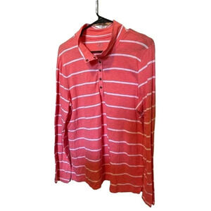 st johns bay shirt SIZE XL CORAL WITH WHITE STRIPES